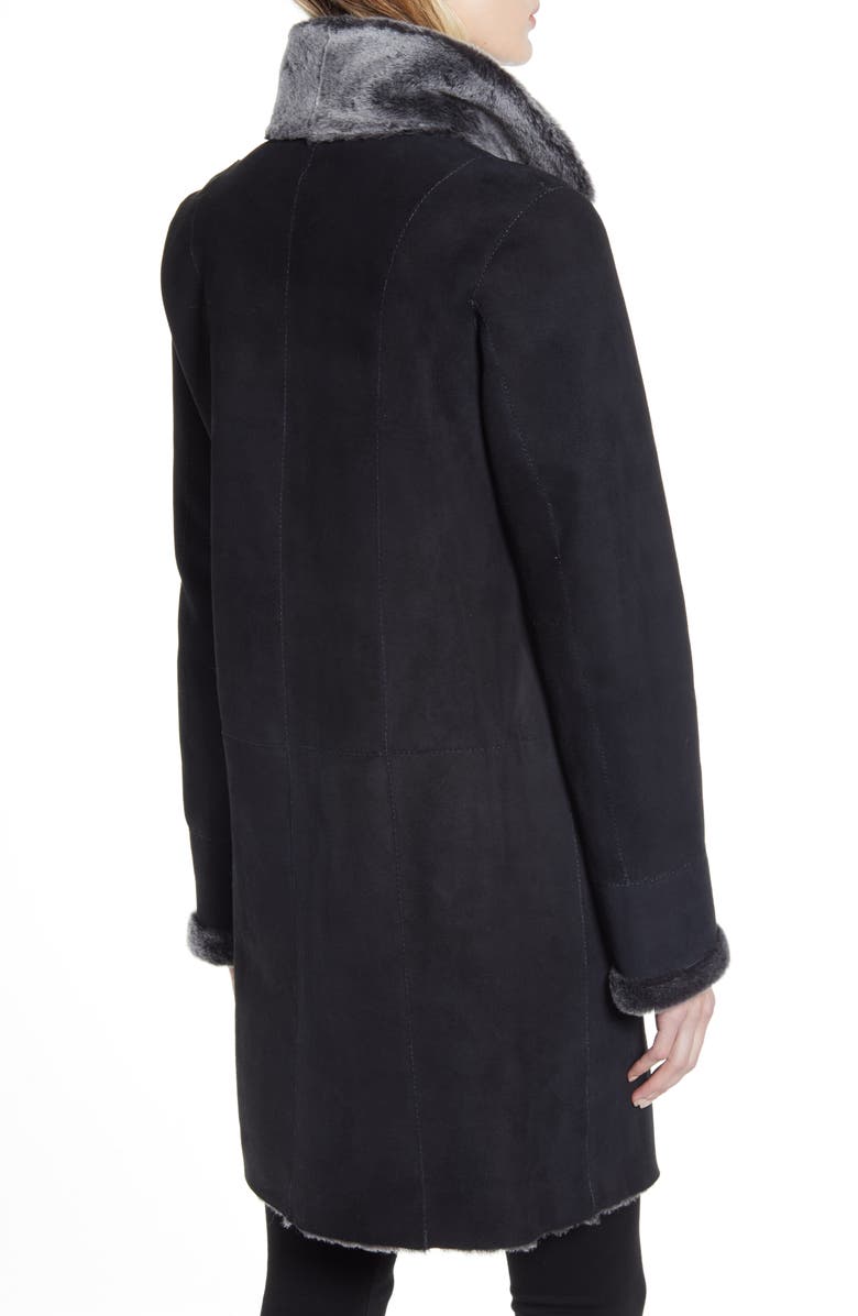 HiSO Reversible Genuine Shearling Coat, Alternate, color, Black