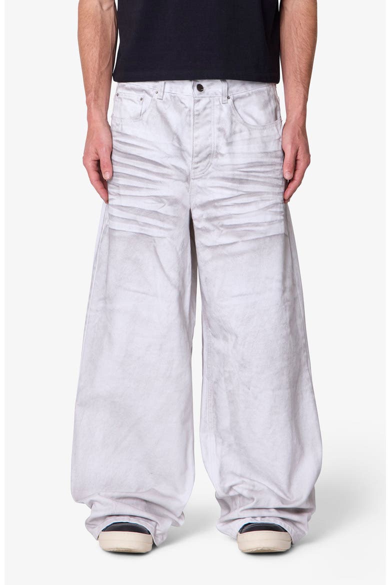 Ultra Wide Stained Wide Leg Jeans, Main, color, WHITE