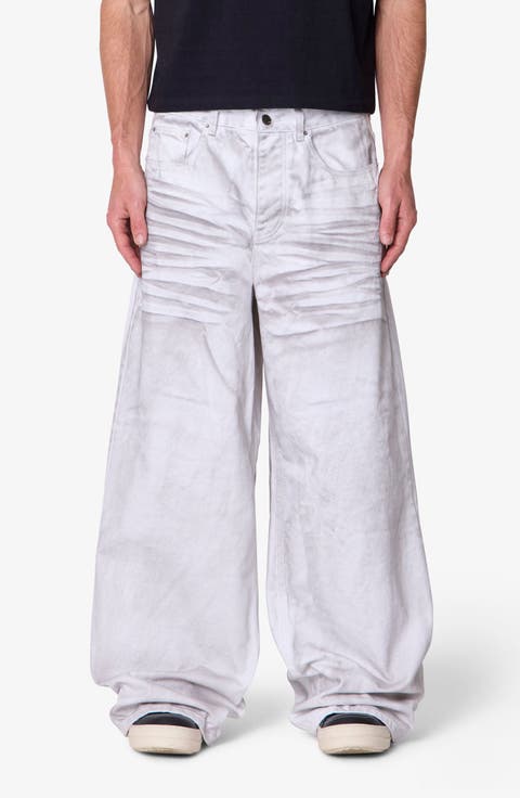 Ultra Wide Stained Wide Leg Jeans
