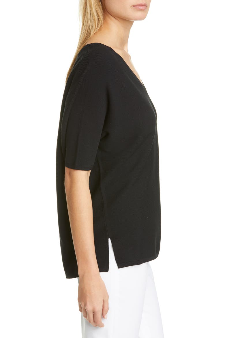 Dolman Sleeve Matte Crepe Sweater, Alternate, color, BLACK