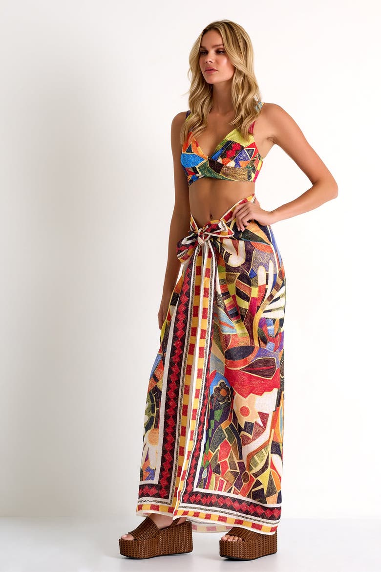 Classic Bralette Bikini Top, Alternate, color, Abstract print