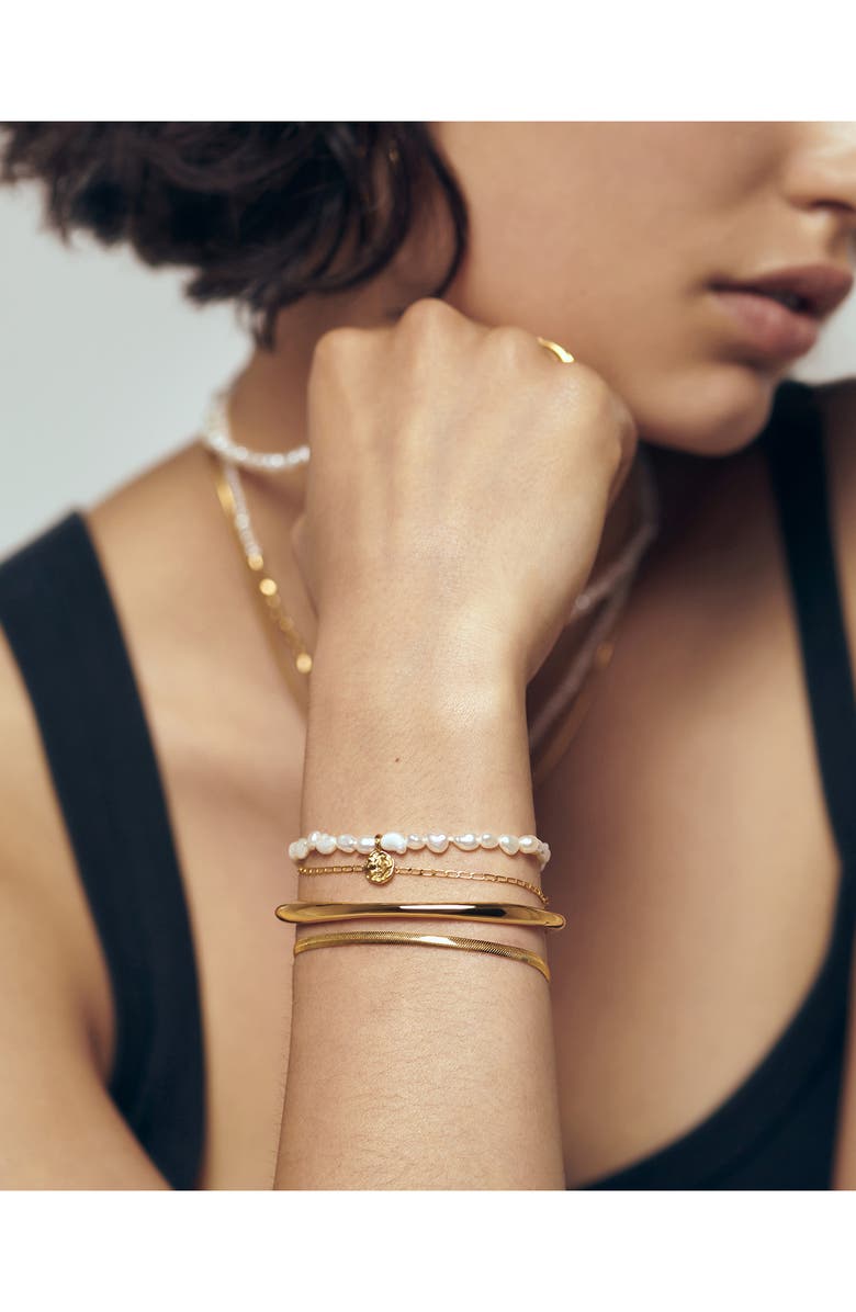 Monica Vinader Capri Keshi Pearl Beaded Pendant Bracelet, Alternate, color, 18Ct Gold Vermeil / Pearl