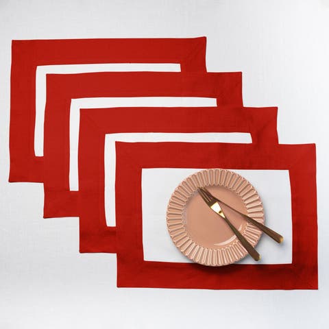 Linen Placemats Set of 4, 14 x 19 Inch for Dining Table, Holiday and Everyday Table Decor - Contempo