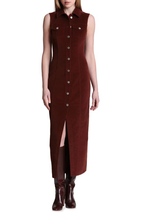 Sleeveless Stretch Corduroy Dress