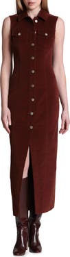 Avec Les Filles Sleeveless Stretch Corduroy Dress