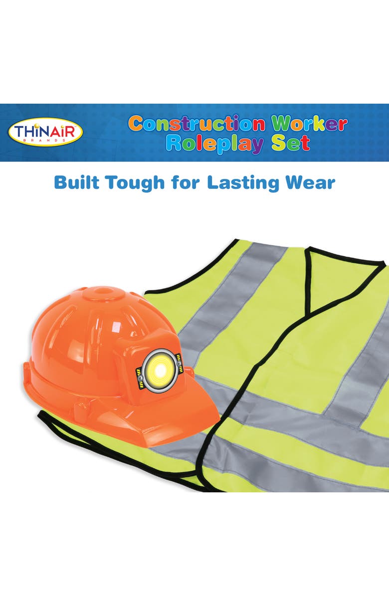 Playful Minds Construction Worker Set, 12 Piece Costume, Ages 3+, Alternate, color, Multicolored