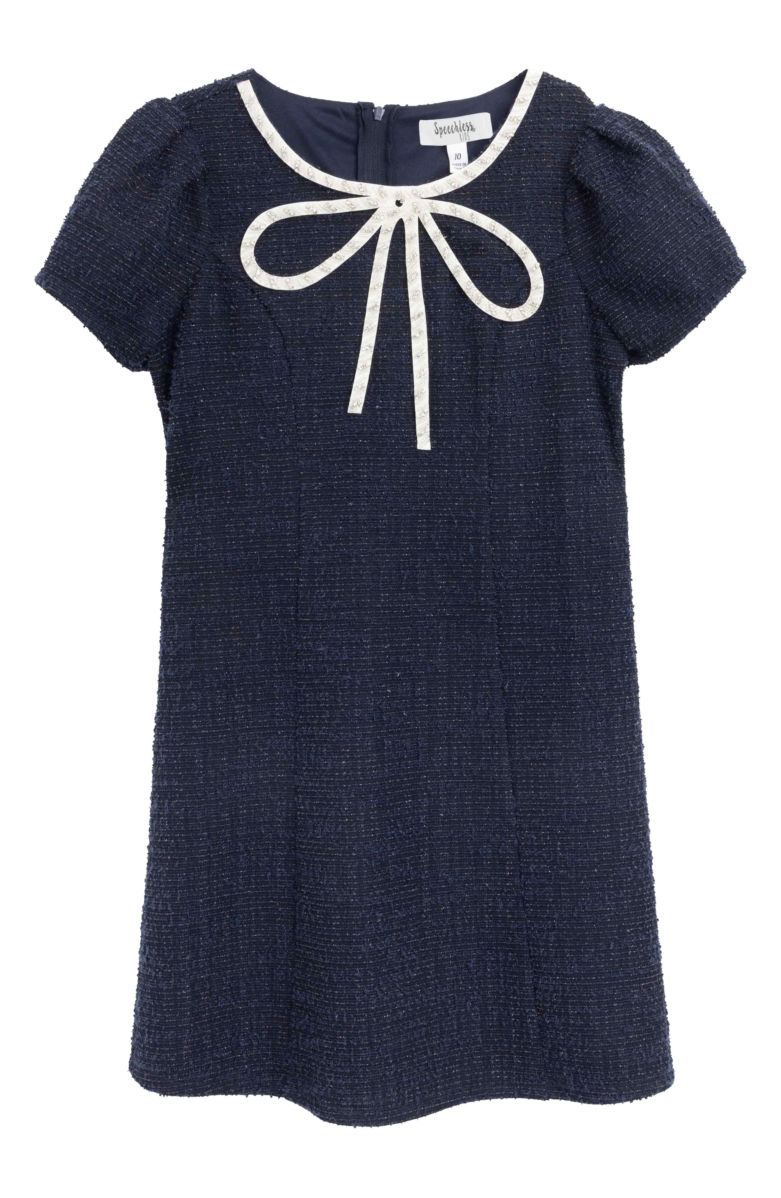 Kids' Bow Accent Bouclé Dress