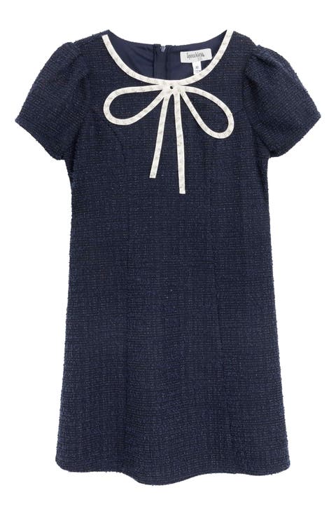 Kids' Bow Accent Bouclé Dress