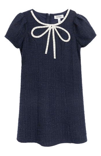 Speechless Kids' Bow Accent Bouclé Dress In Blue