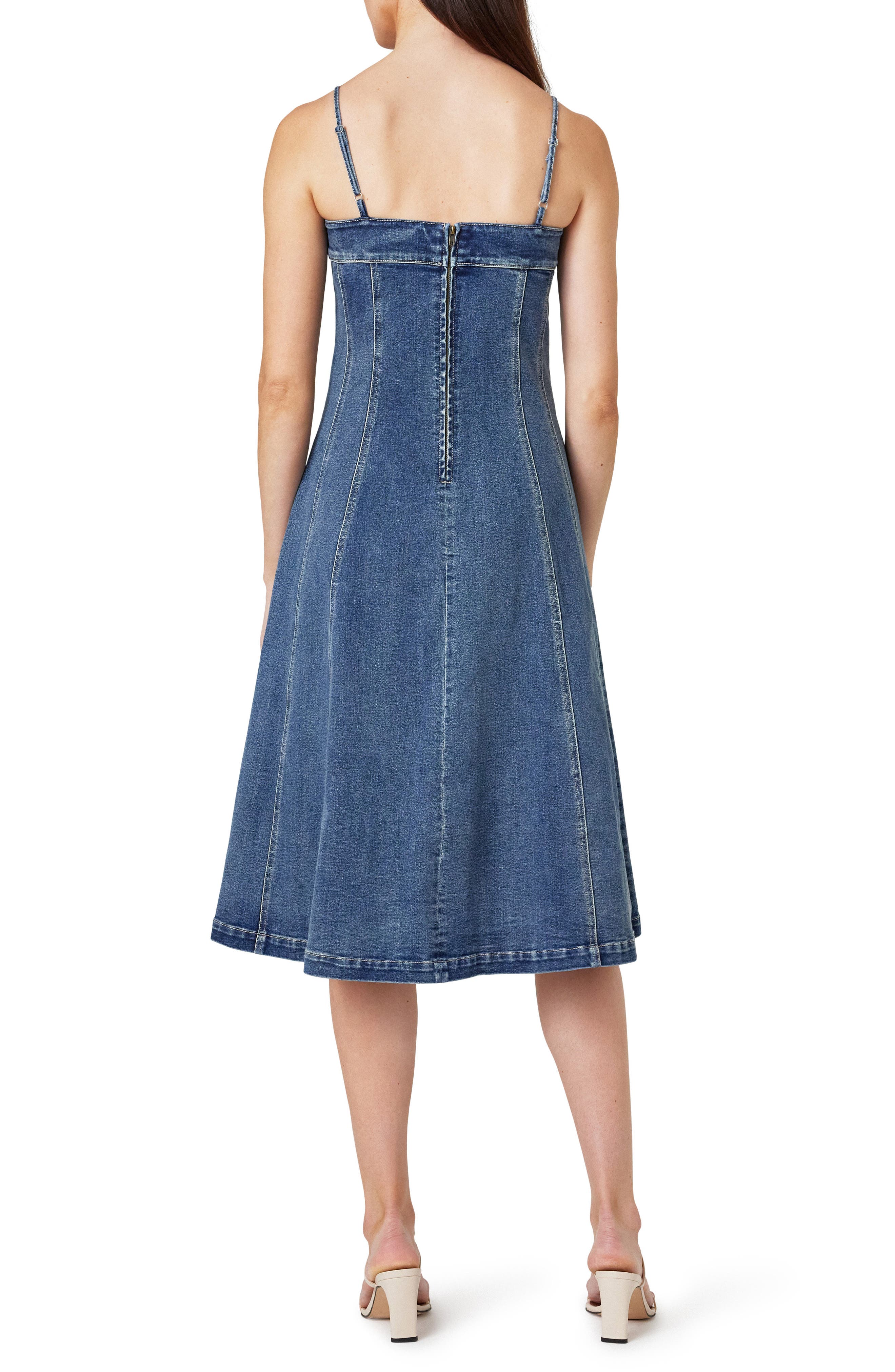 Bustier Denim A-Line Midi Dress - image 2