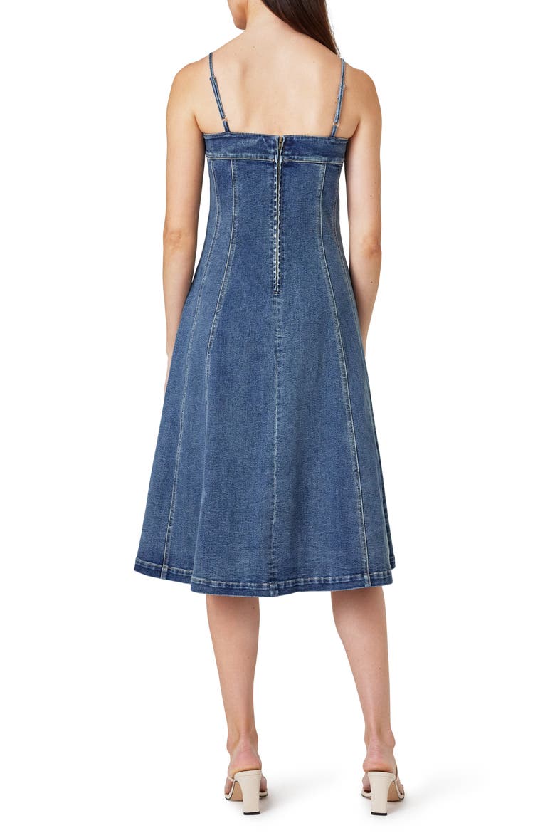 Bustier Denim A-Line Midi Dress, Alternate, color, MARINE