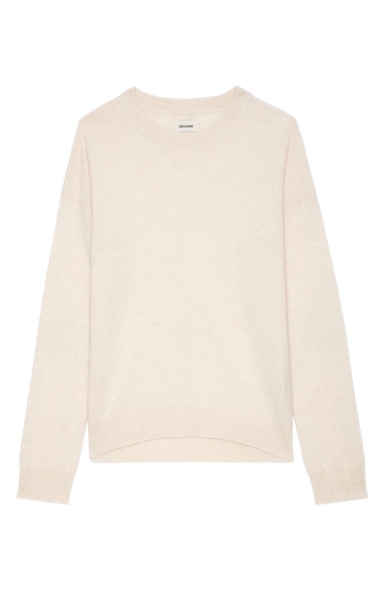 Zadig & Voltaire Cici Star Patch Cashmere Crewneck Sweater, Alternate, color, 