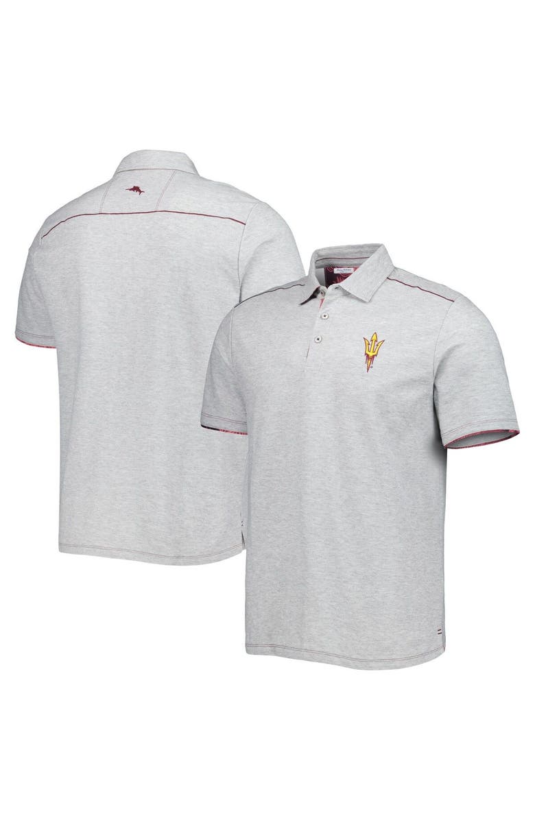 Tommy Bahama Men's Tommy Bahama Heathered Gray Arizona State Sun Devils IslandZone Tailgater Polo, Main, color,