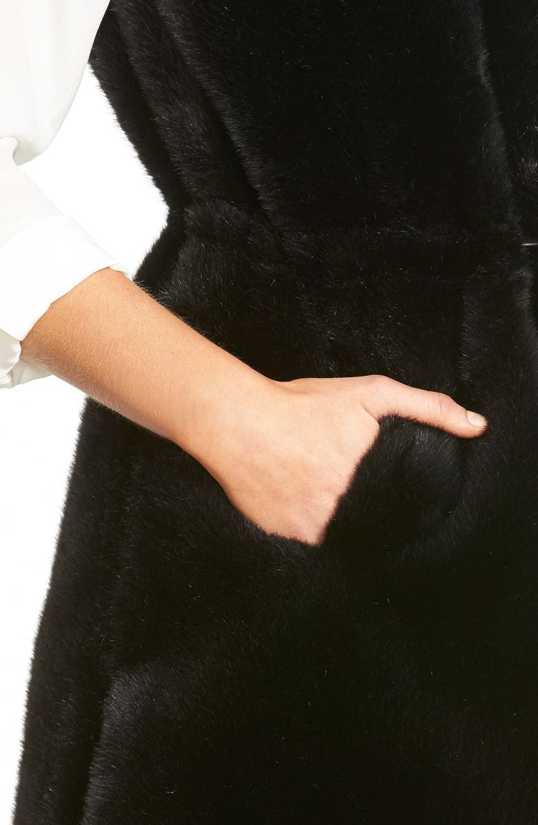 Vince Camuto Drawstring Waist Faux Fur Vest, Alternate, color,