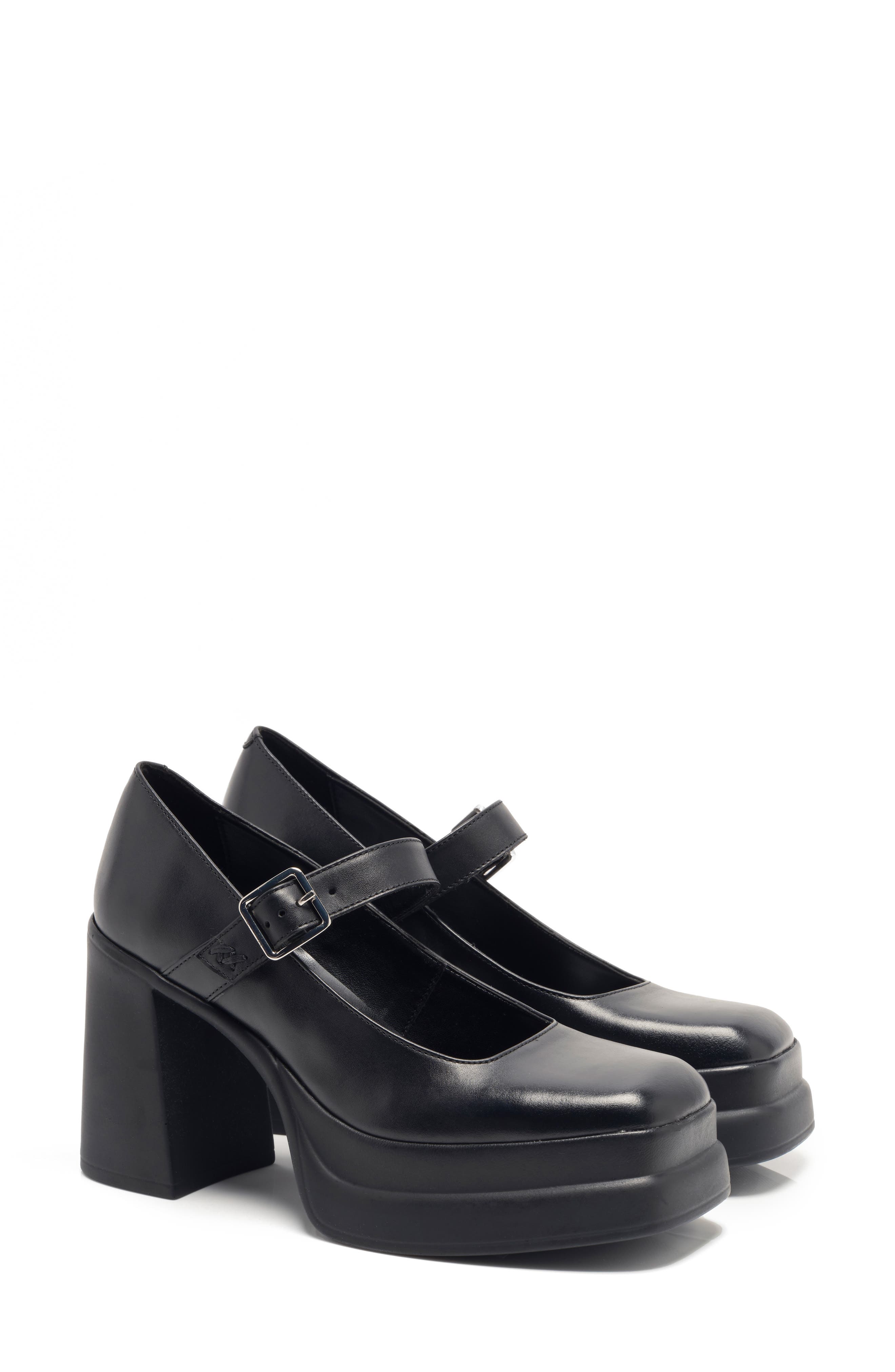 Free People Marais Platform Mary Jane Pump, Alternate, color, Black Leather