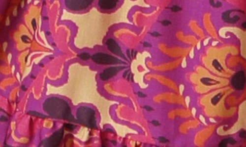 Flying Tomato Off The Shoulder Long Sleeve Tiered Midi Dress In Multi