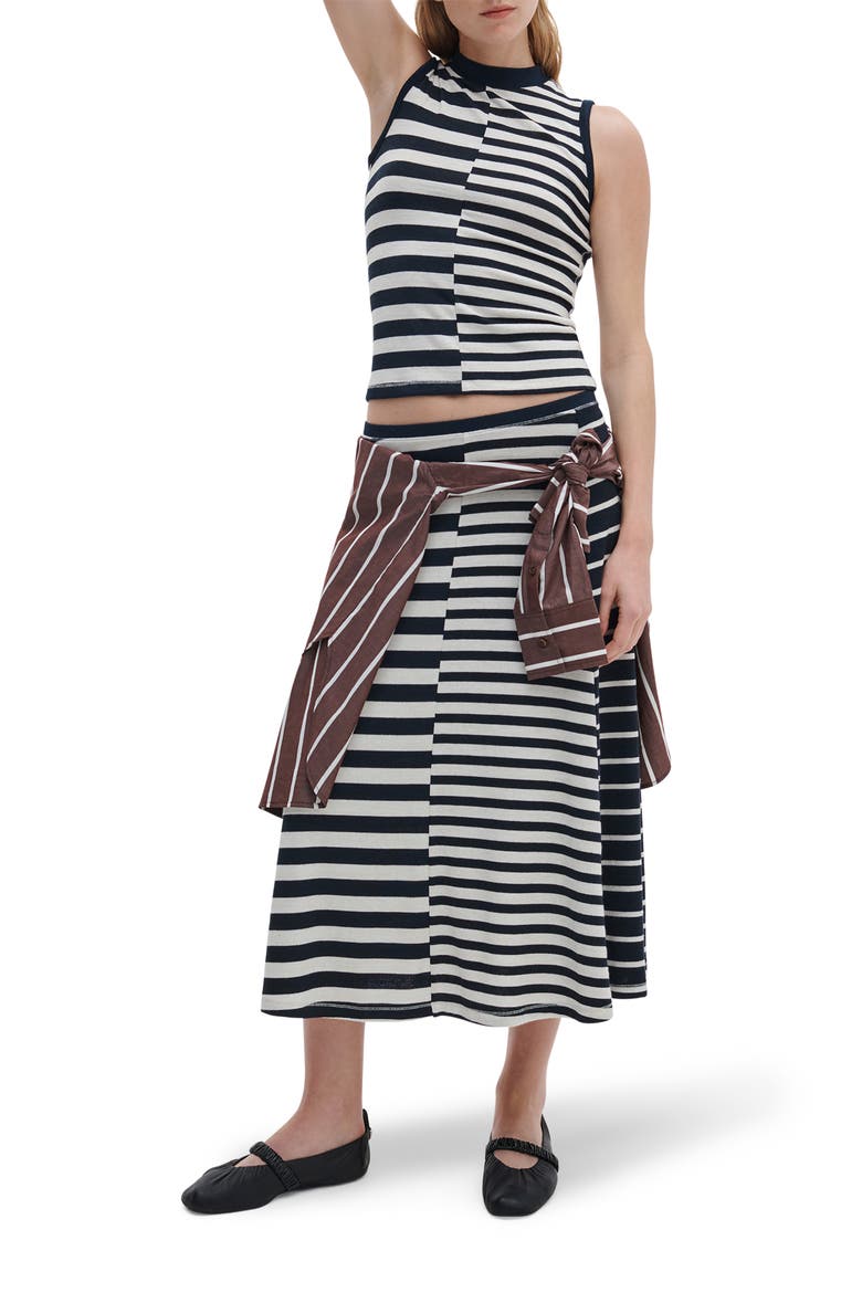 Mixed Stripe Knit Midi Skirt, Alternate, color, SALUTE MULTI