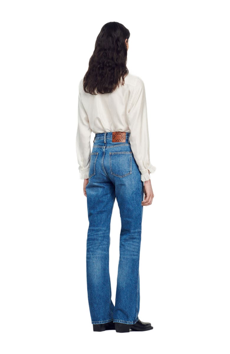 SANDRO Flared faded jeans, Alternate, color, Blue Jean