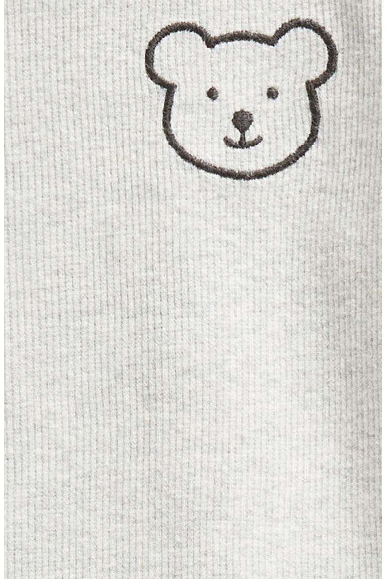 Kids' Rib Stretch Cotton Top & Pants, Alternate, color, GREY LIGHT HEATHER BABY BEAR