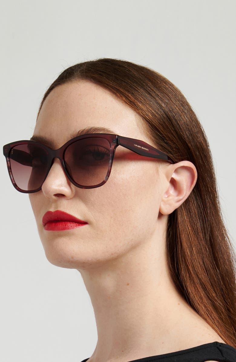 Carolina Herrera 56mm Gradient Butterfly Sunglasses, Alternate, color, Burgundy/ Brown