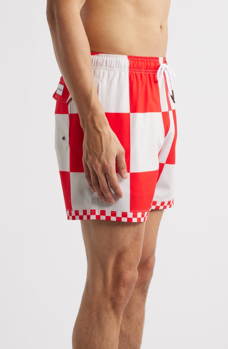MAVRANS Victory Lap Waterproof Swim Trunks, Alternate, color, Red/White