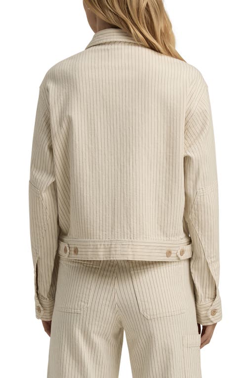 Favorite Daughter The Robert Pinstripe Stretch Cotton Trucker Jacket In Newport