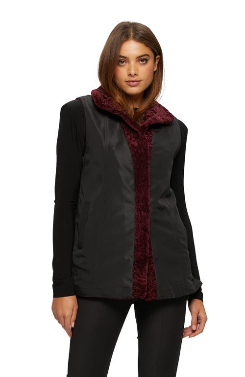 Gorski Shearling Lamb Hooded Vest Reversible To Taffeta In Burgundy