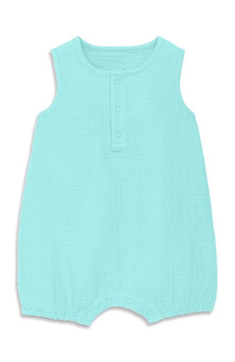 Baby Cotton Gauze Henley Bubble Romper