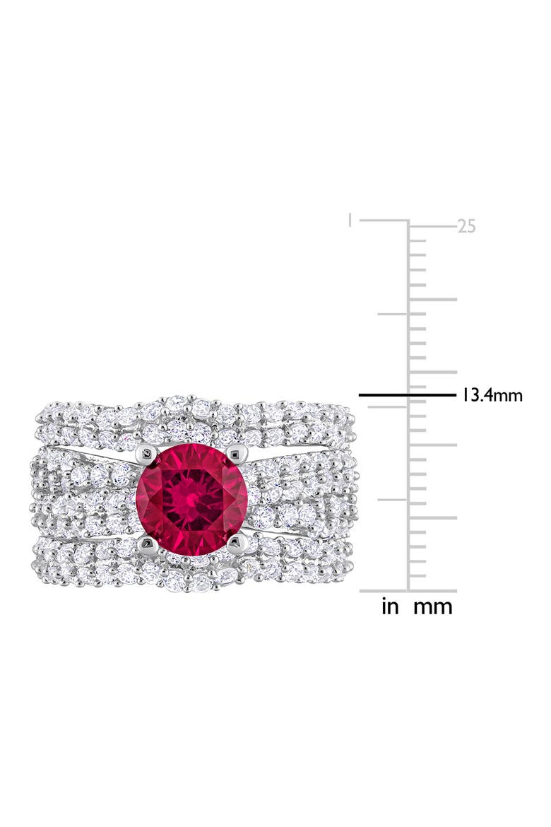 Lab Created White Sapphire & Lab Created Ruby Ring Stack Set, Alternate, color, RED