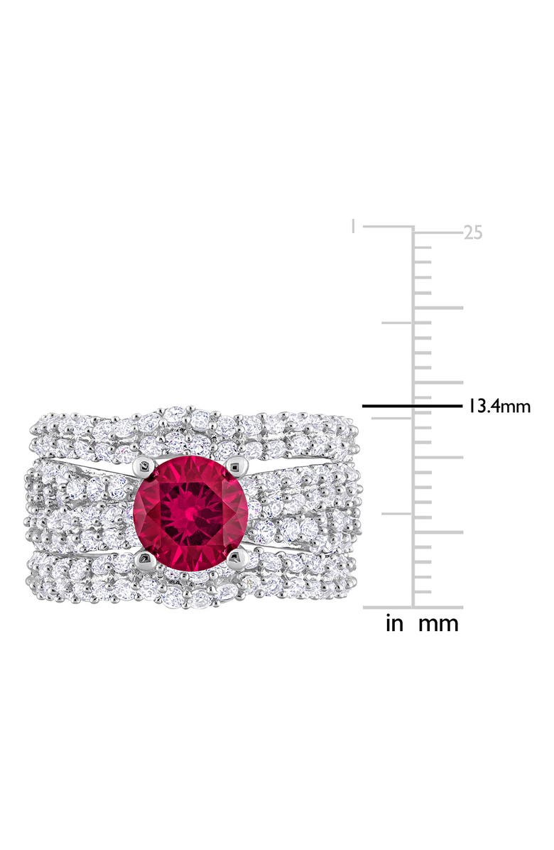 DELMAR Lab Created White Sapphire & Lab Created Ruby Ring Stack Set, Alternate, color, Red