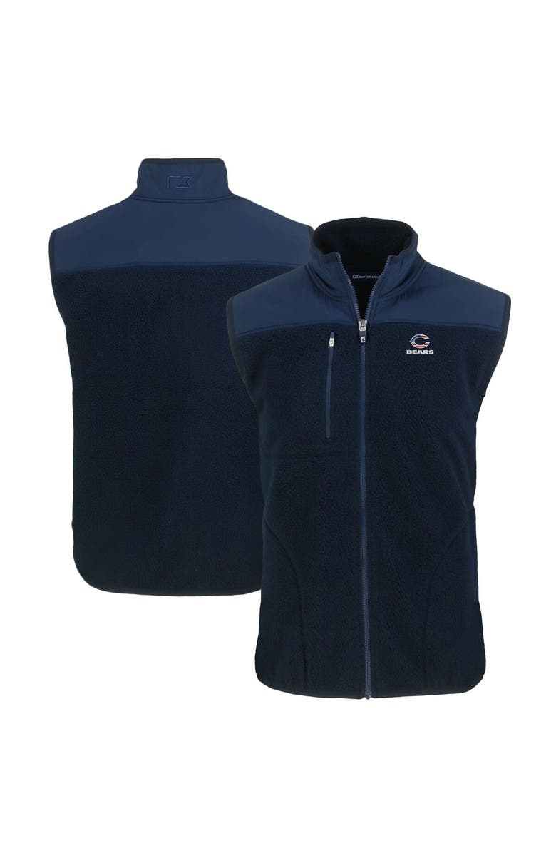 Cutter & Buck Men's Cutter & Buck Navy Chicago Bears Big & Tall Americana Cascade Eco Sherpa Fleece Full-Zip Vest, Main, color, 