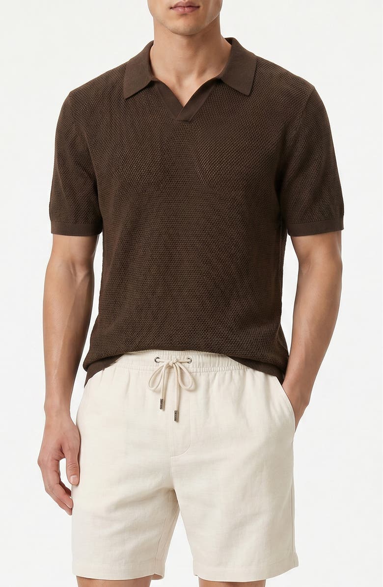 Onia Johnny Collar Cotton Textured Knit Polo, Main, color, Kona