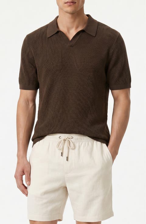 Johnny Collar Cotton Textured Knit Polo