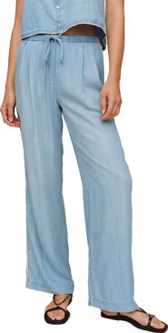 Bella Dahl Scallop Trim Wide Leg Chambray Pants