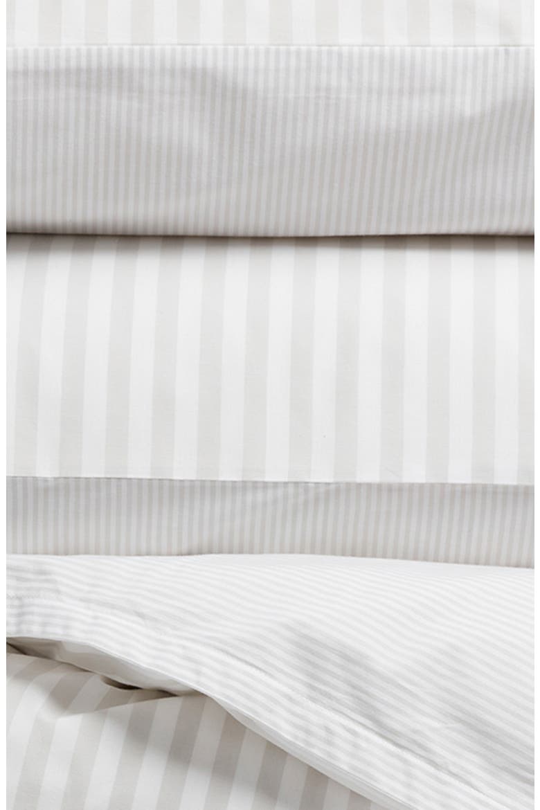 Reversible Stripe Cotton Percale Duvet Cover & Shams Set, Alternate, color, GREY VAPOR MULTI