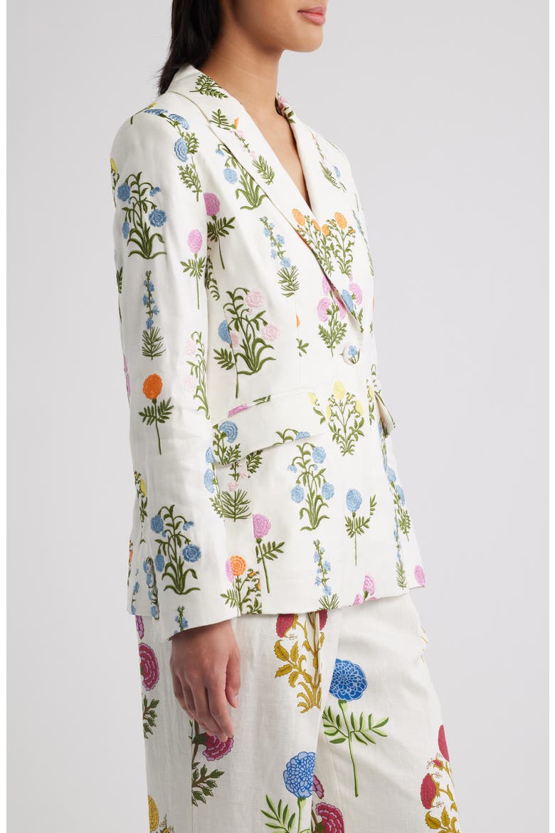 The Amelia Floral Embroidery Linen Blend Blazer, Alternate, color, MULTI FLORAL