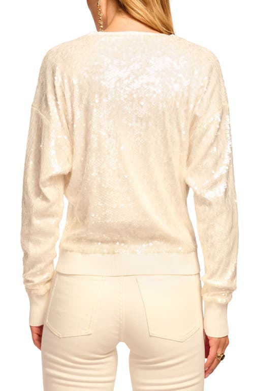 Ramy Brook Delphina Sequin V-neck Long Sleeve Top In Neutral