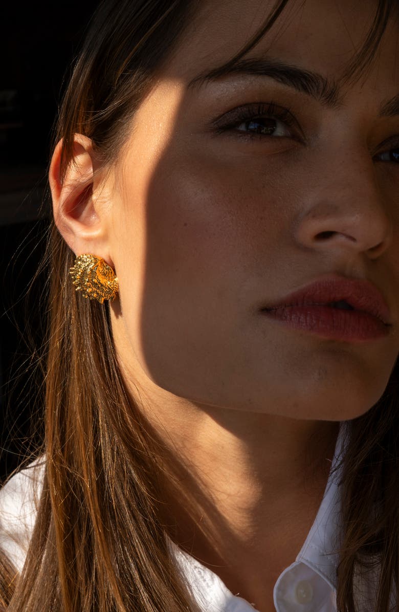 CHRISTINA CARUSO Small Shell Stud Earrings, Alternate, color, 14K Gold