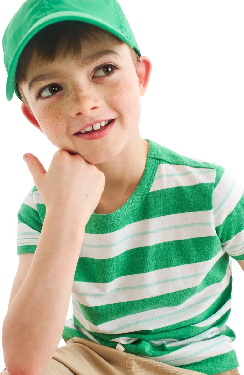Primary Kids Heathered Tee, Alternate, color, Green Apple Mist Dock Stripe
