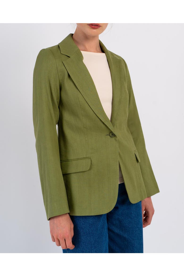 Iona Linen Blazer, Alternate, color, Olive