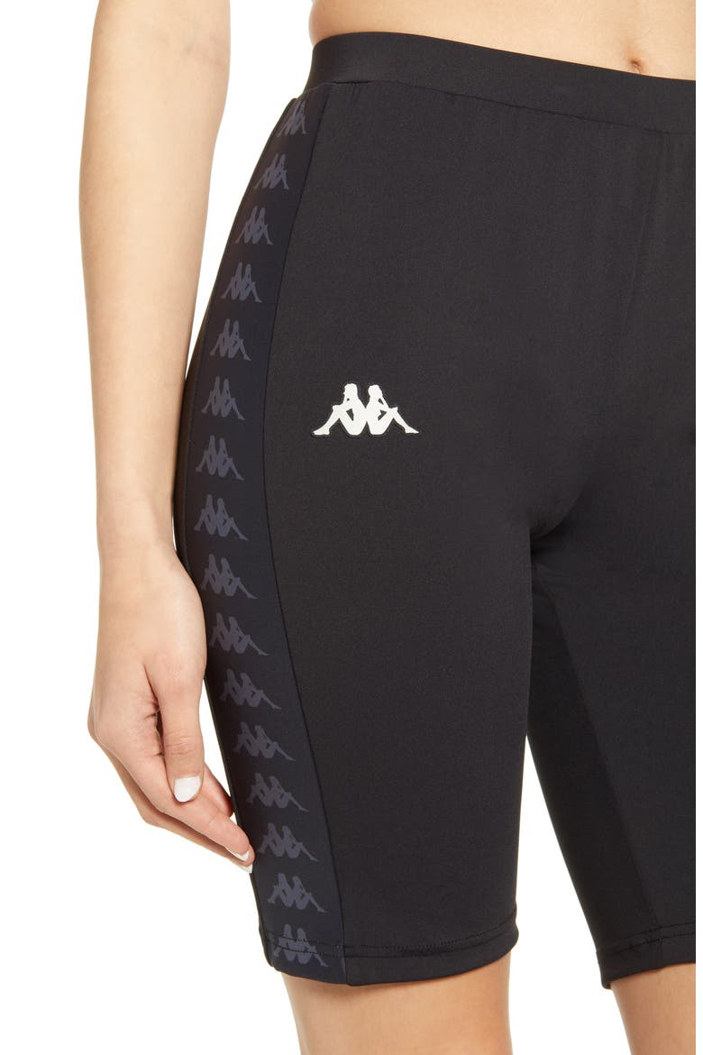 Kappa Banda Longline Bike Shorts, Alternate, color, BLACK/ BLACK WHITE