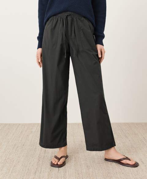 Organic Cotton Stretch Poplin Wide Leg Pant