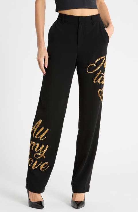 Love Letter Sequin High Waist Wide Leg Pants