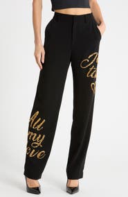 Cinq à Sept Love Letter Sequin High Waist Wide Leg Pants