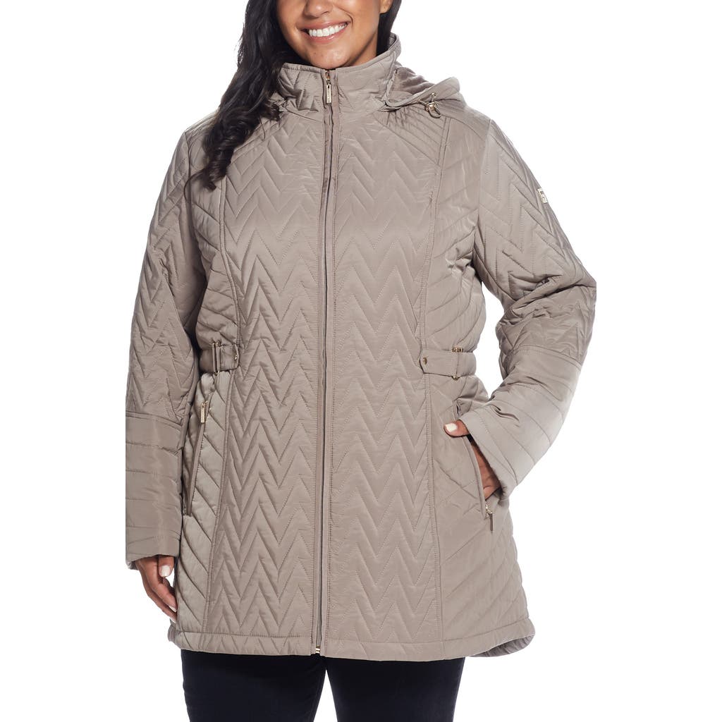 Gallery Chevron Quilt Jacket in Taupe Grey  product