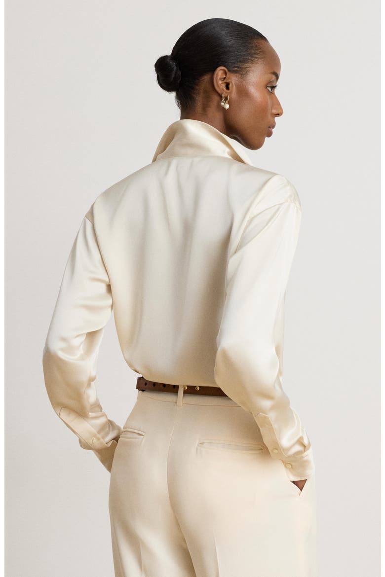 Relaxed Fit Satin Charmeuse Shirt, Alternate, color, WINTER CREAM