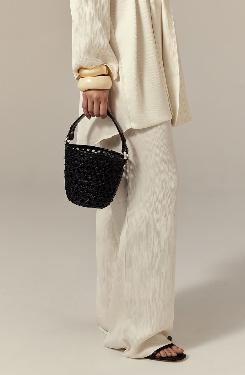 Helen Kaminski Ama Braided Raffia Bucket Bag, Alternate, color, Charcoal