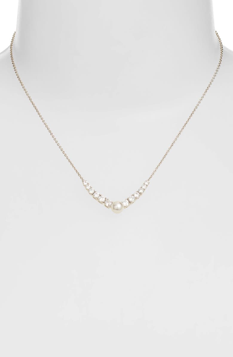 Nadri Camila Imitation Pearl & Cubic Zirconia Frontal Necklace, Alternate, color, 