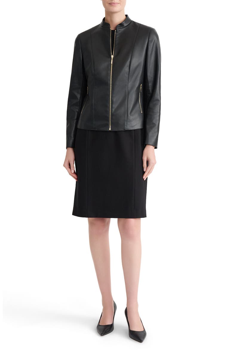 Faux Leather Jacket, Alternate, color, BLACK