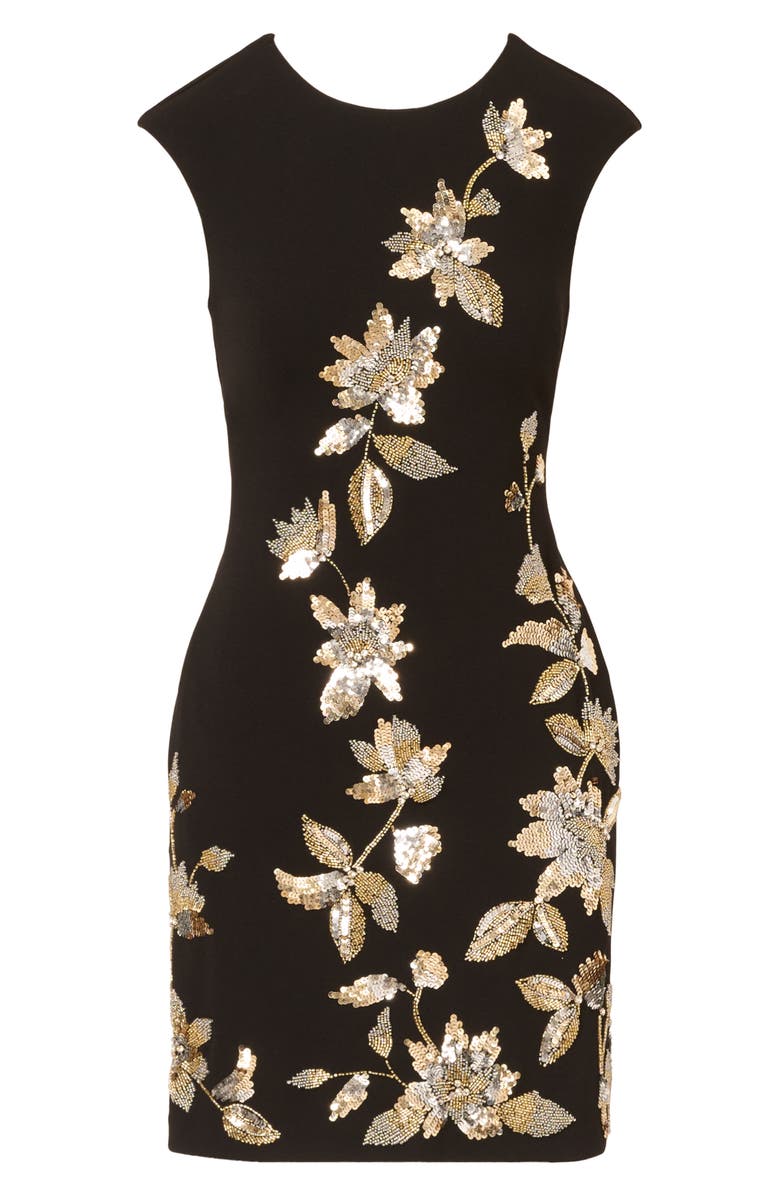 Aidan Mattox by Adrianna Papell Beaded Crepe Sheath Dress, Alternate, color, 